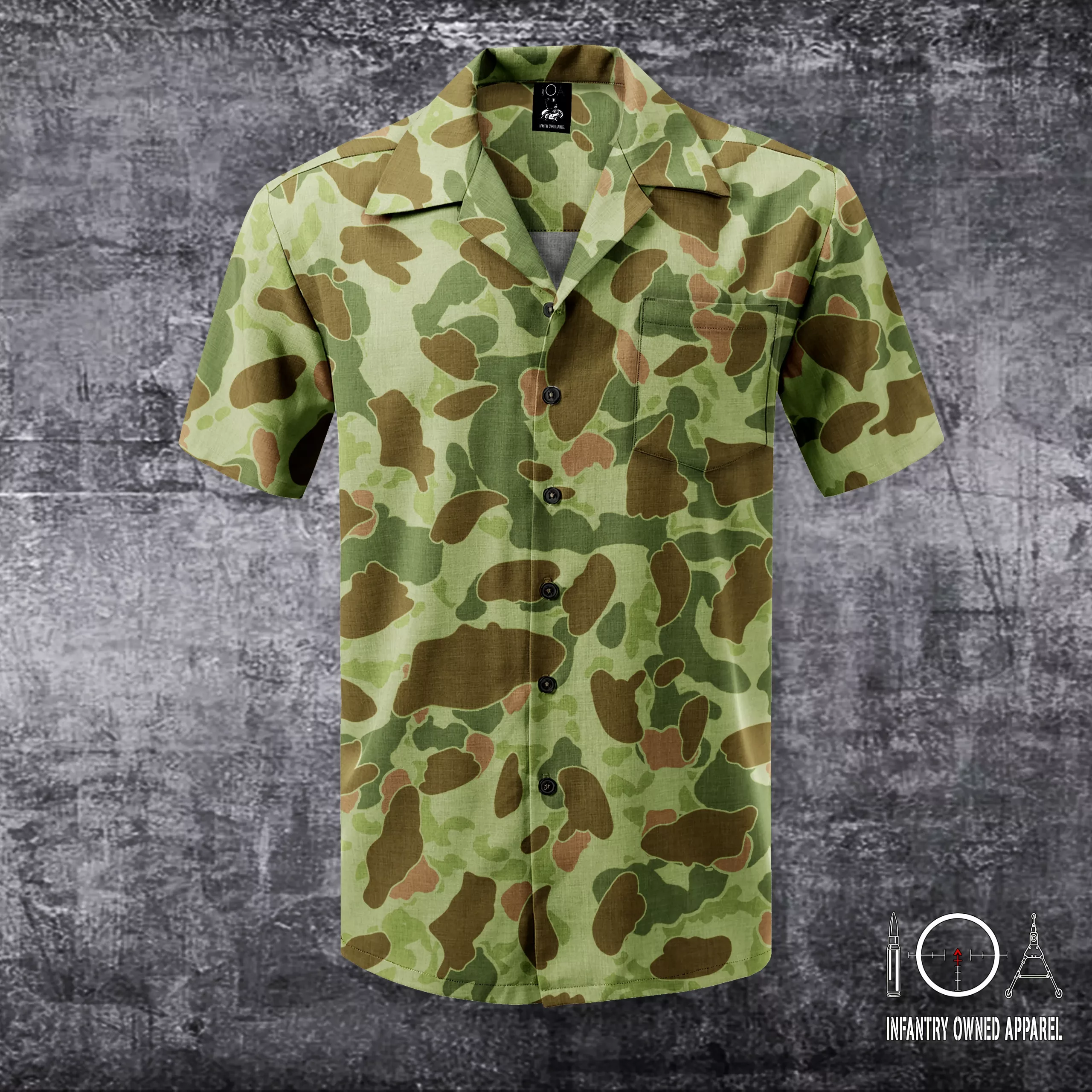 Black Multicam Camo Hawaiian Shirt - Infantry Owned Apparel