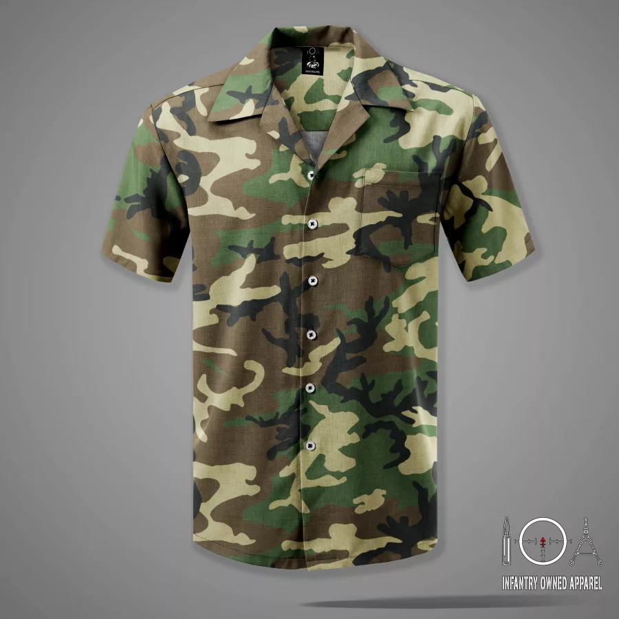 M81 Woodland Camo Hawaiian Shirt - Infantry Owned Apparel